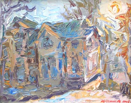 Le matin. Maison avec soleil.