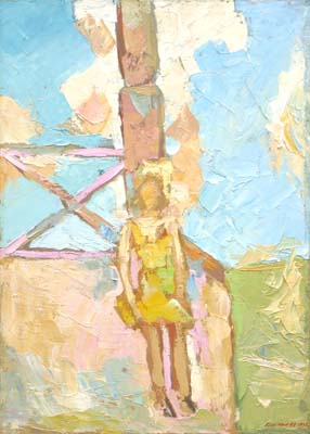 Enfance. Petite fille sur le perron.