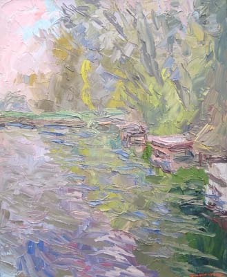 Petits pontons de pêcheurs aux étangs de Corot.