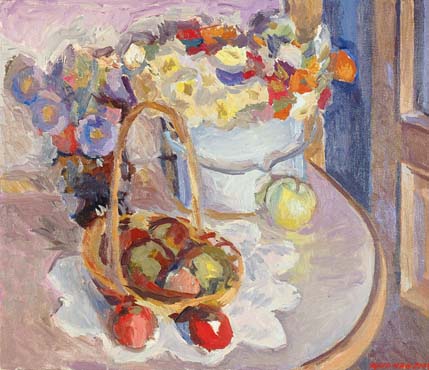 Fleurs avec pommes.