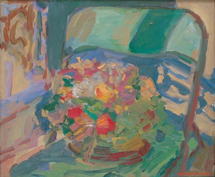 Les fleurs sur une chaise. Les fleurs sur une chaise.