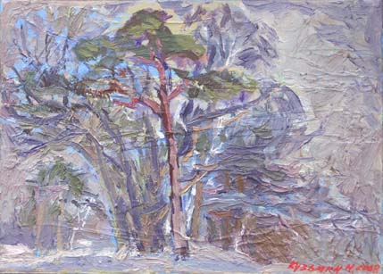 Janvier, paysage arboré.