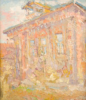 La maison éclairée par le soleil.